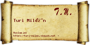 Turi Milán névjegykártya